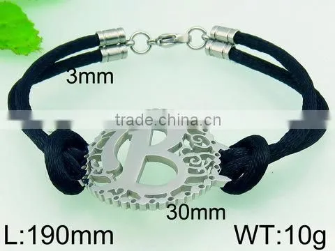 2015 new arrival leather fashion stainless steel bracelet fitness bracelet