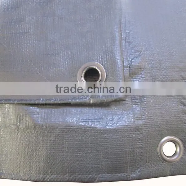 200 gram high quality silver color PE tarpaulin with aluminum eyelets