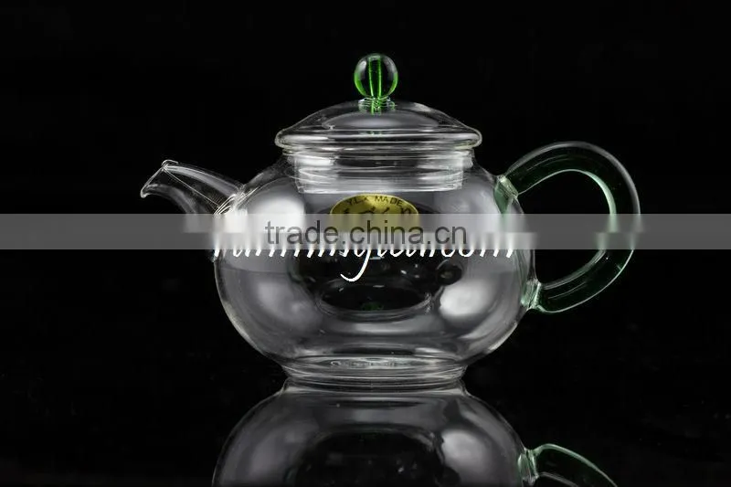 250ml Egg Shape Borosilicate Glass Tea Pot/teapot with Jade Handle, Stainless Steel Insert Spout