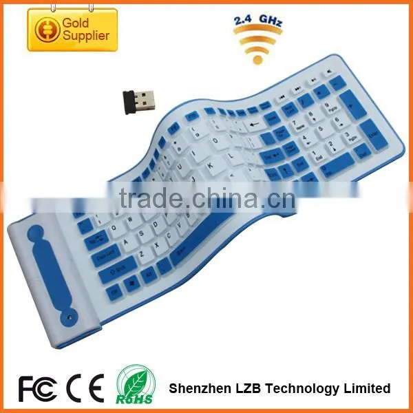 Rechargeable 2.4G wireless Silicone Keyboard,portable roll-up keyboard