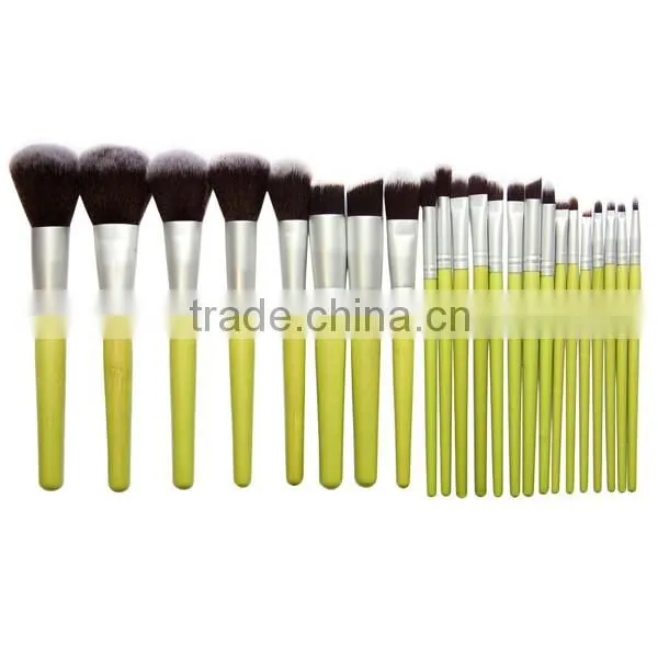24pcs vegan bamboo handle makeup brush set with powder angled foundation lip eye brush