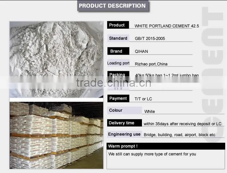cheap white cement 42.5 for tiles
