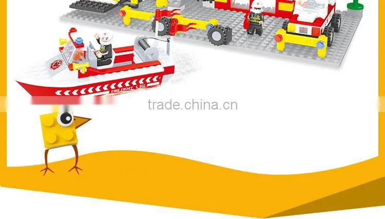 DIY fire fighting equipment truck play set plastic building blocks toys for kids