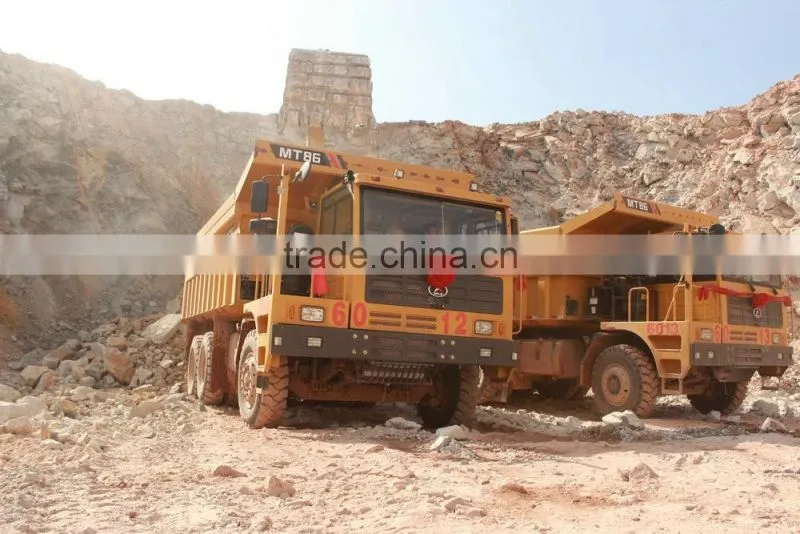 MT86 Mining Truck 80ton dumping truck working in stone quarry off road dumping truck