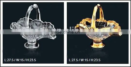 Glass basket for flowers,fruits or home and hotel decoration,glass fruit basket