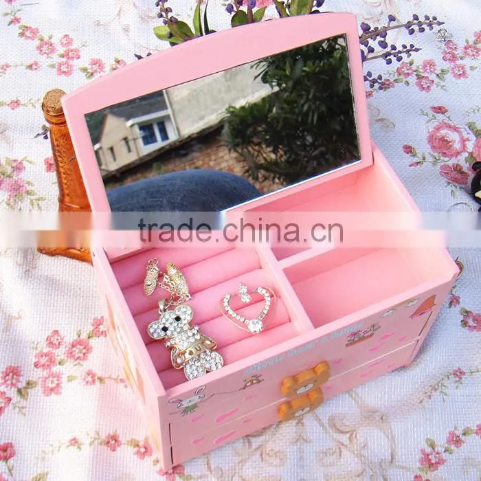 2016 folding wooden jewelry box with mirror