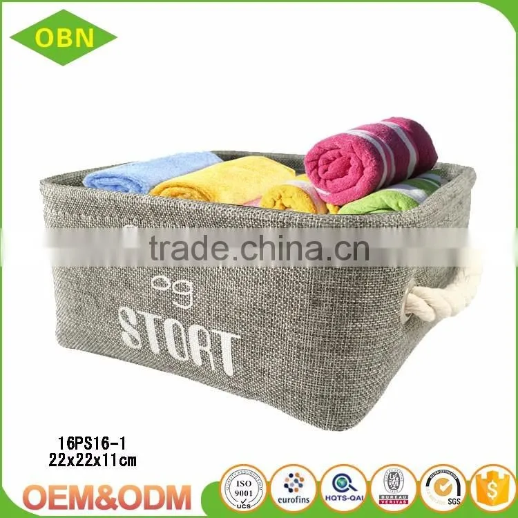 Household functional canvas storage basket with cotton liner handle