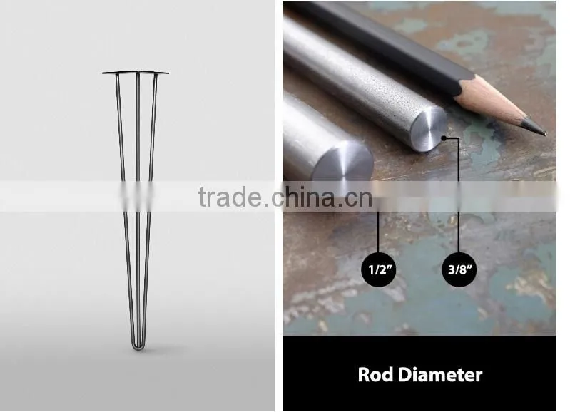 2 rod solid steel 14 inch Chrome plating metal hairpin cabinet leg