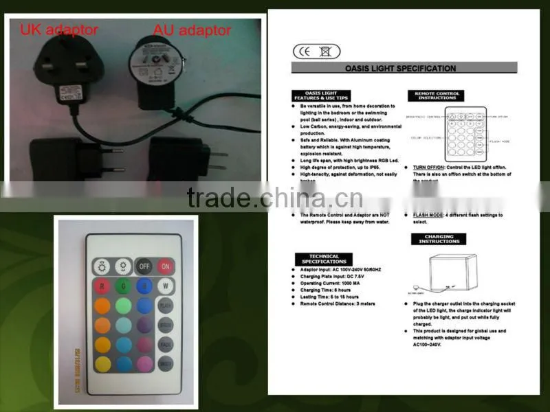RGB rechargeable LLDPE color-changing led decorative table lamp