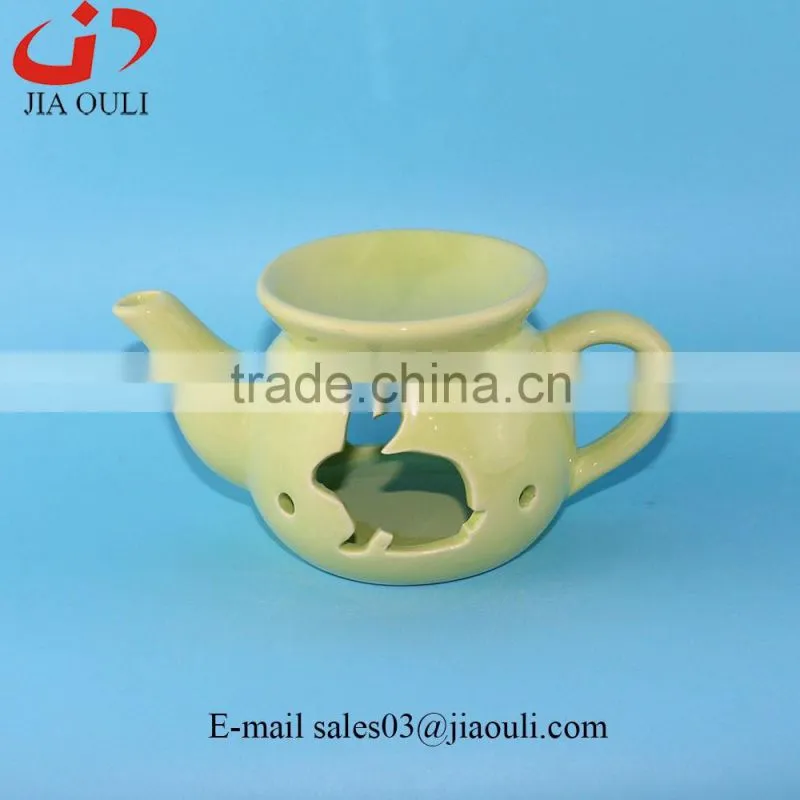 Good sales with rabbit hollow out teapot shape essential oil diffuser, ceramic aroma diffuser