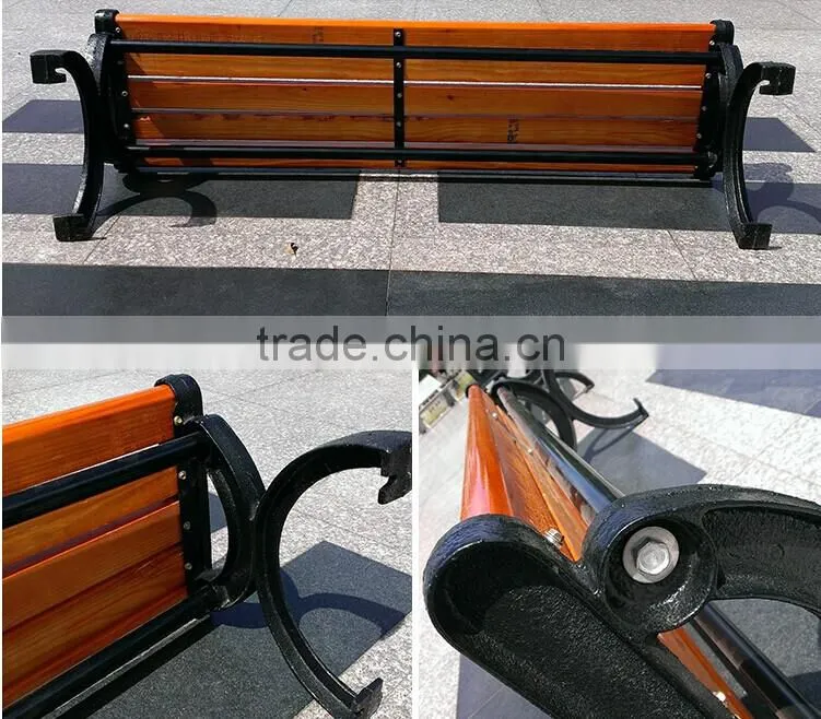 (HD-20005 ) wood long patio bench with handrail