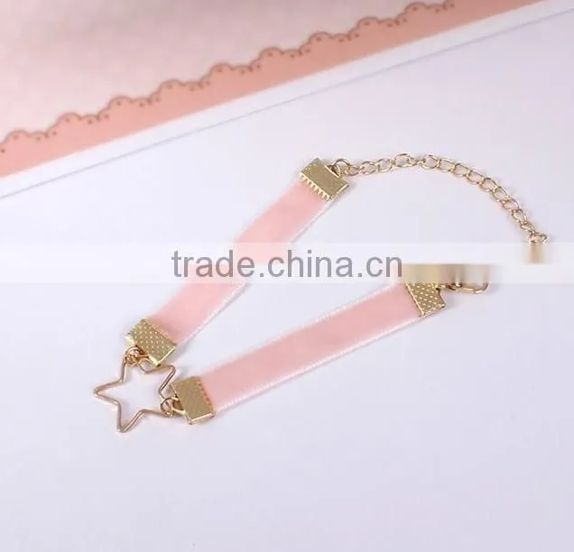 gold love letter moon star charms bracelet gold chain bracelet silk ribbon bracelet