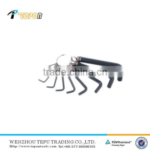 Carbon steel 10pc hand tool adjustable hex key wrench with black surface