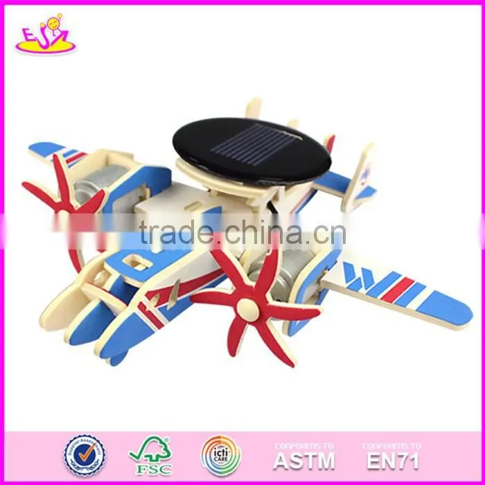 2017 New design diy assemble children wooden toy airplanes W03B065