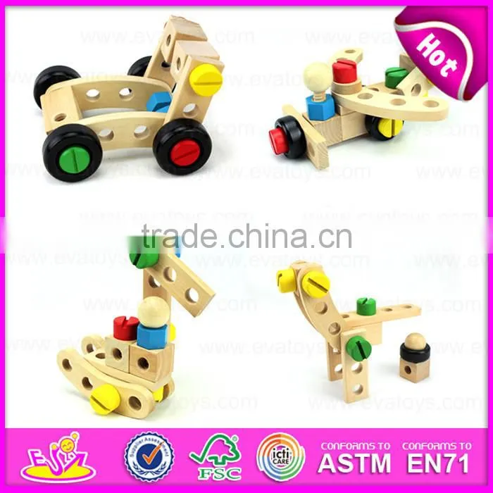 2015 Funny play Wooden Montessori DIY screws toy,Wooden Kids Toy Screw Nut Combination,Wholesale cheap wooden screws toy W03C012