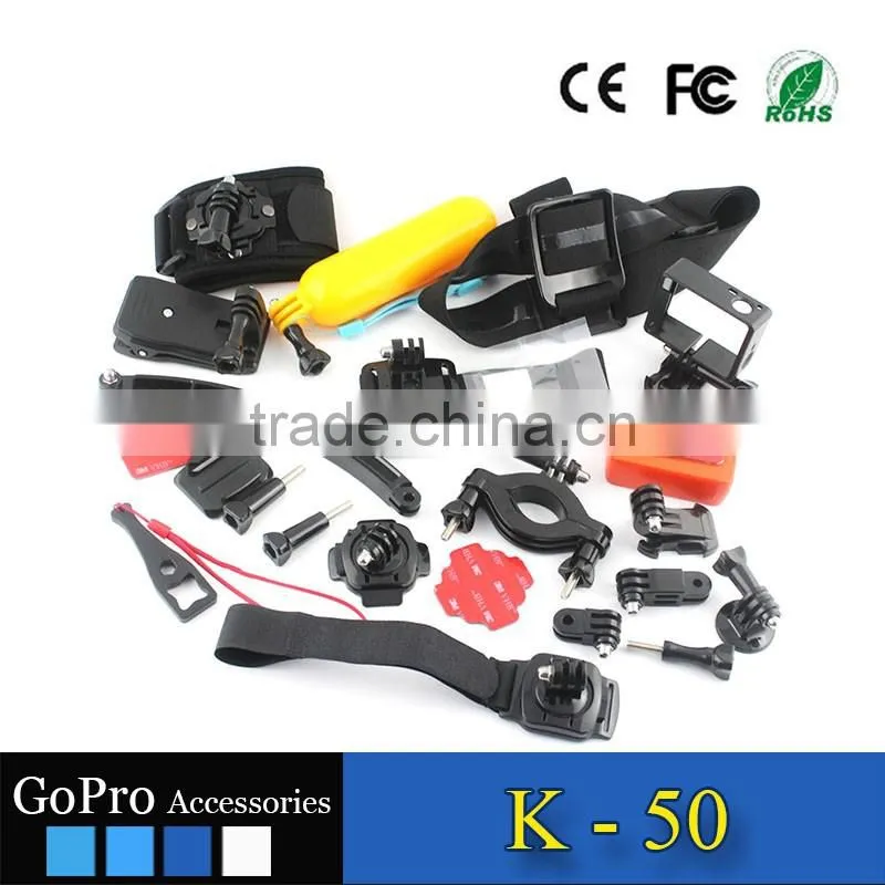 Wholesale sets of accessories kits used for gopros heros cases action camera kit mount for Sports DV