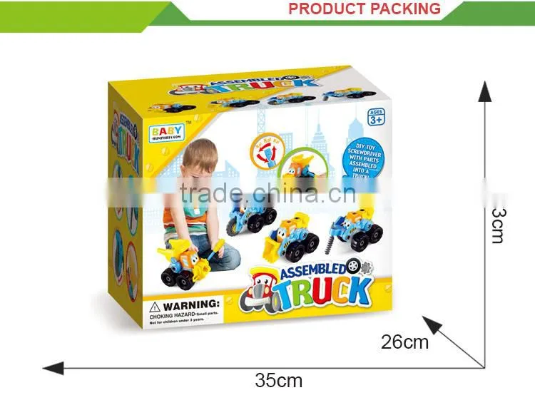 Most popular plastic cartoon truck toy take apart toy cars
