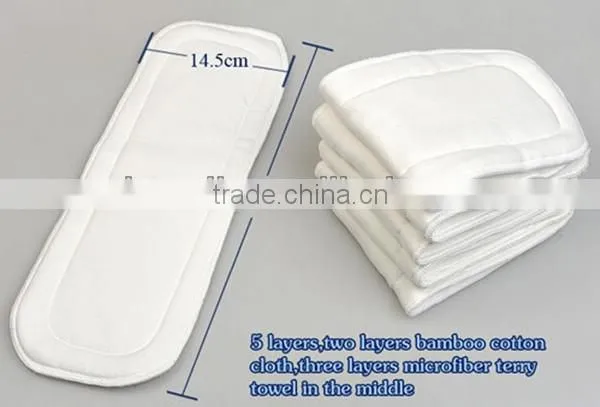 Factory,Custom design,Bamboo Cotton Nappy Insert With Gusset PUL Prevent Leak