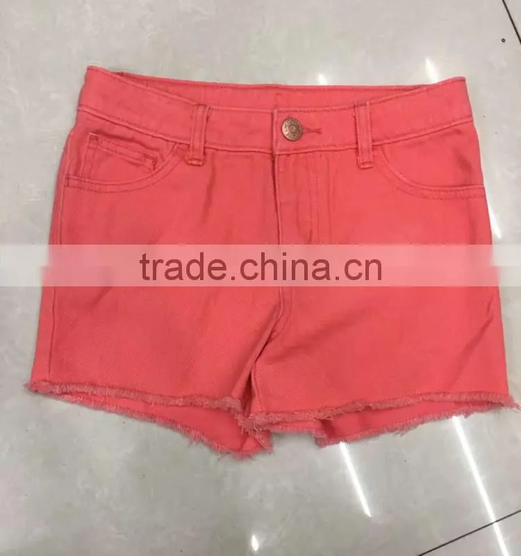 China stock garment suppliers branded girls stretch denim shorts