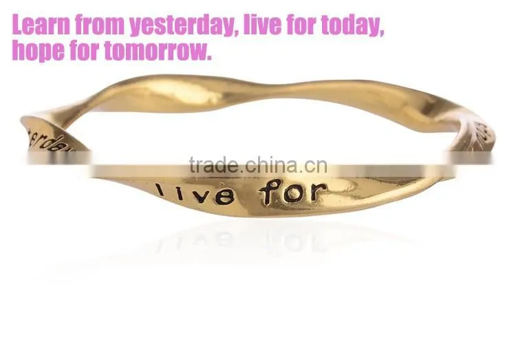 custom inspired words bangles bracelets jewelry saying phrase engraved metal bangles bracelets best family friendship gifts