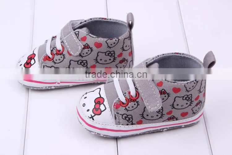 2014 wholesale baby shoes girls gray hello kitty infant shoe girls cavans kitty shoes