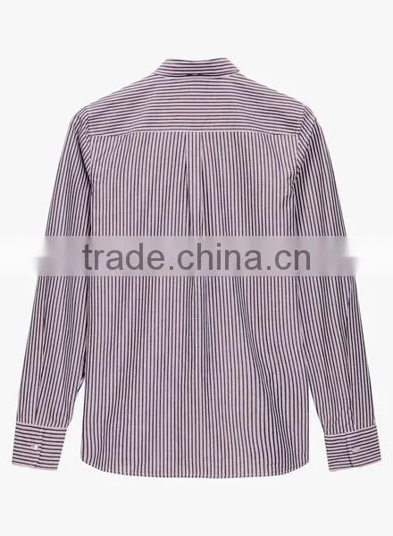 Wholesale 2017 Custom Ladies Fashion Frill Blouse Stripes Relaxed Ruffle Shirts