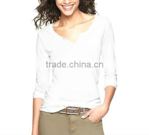 WOMENS LONG SLEEVE V NECK T SHIRT