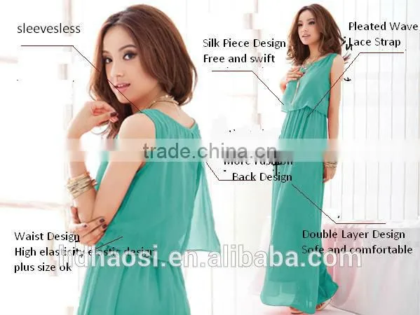 Hot sale summer Women bohemian Beach dress, women Chiffon silk maxi dress ,sleeveless Plus size dress