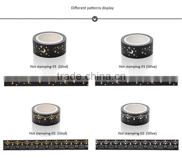 1.5cm*5m hot stamping washi tape planner accessories paper tape can be teared by hand