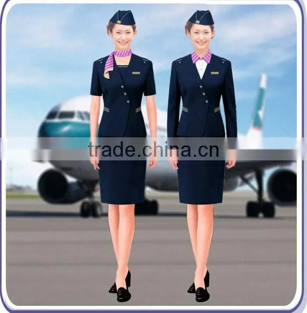 Elegant skirt suit flight attendant uniform, fashion skirt airline stewardess uniform,hot tailored green Stewardess uniform