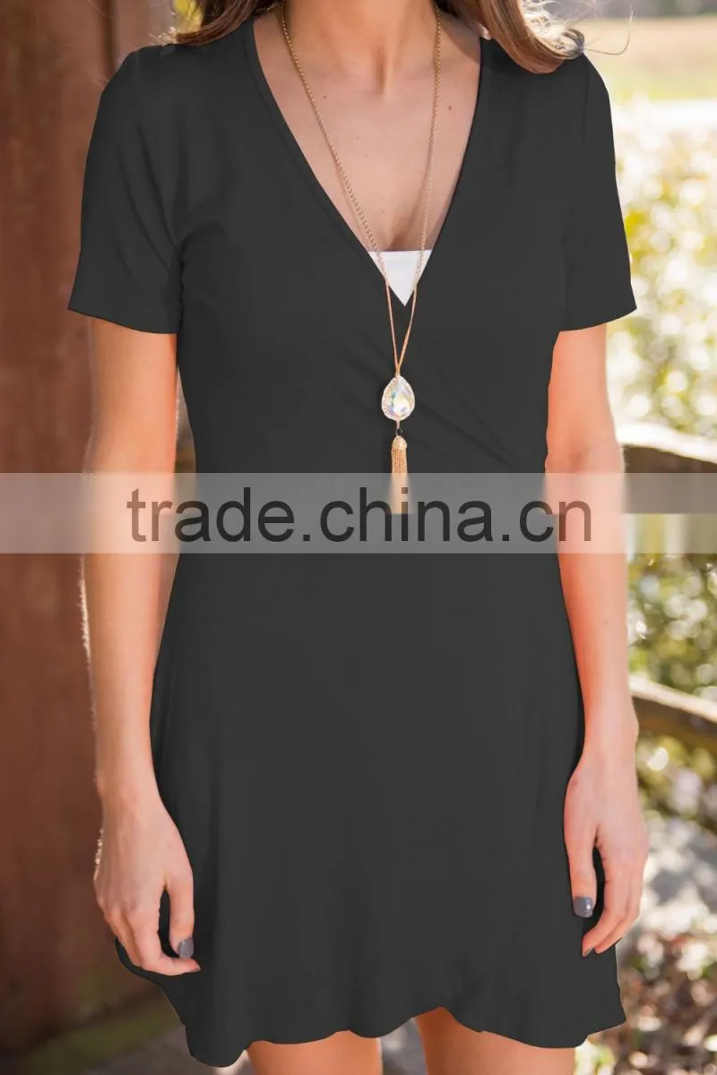 Fashion clothing manufacturers short sleeve casual loose women dresses 2017