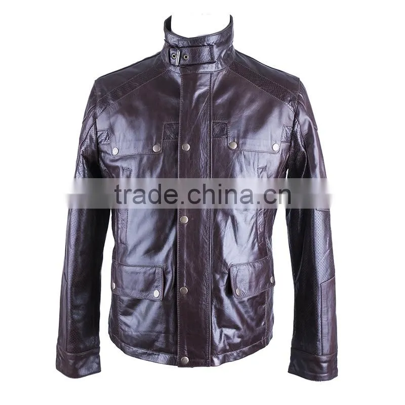 HIGH QUALITY SLIMFIT MEN BROWN RETRO LEATHER JACKET