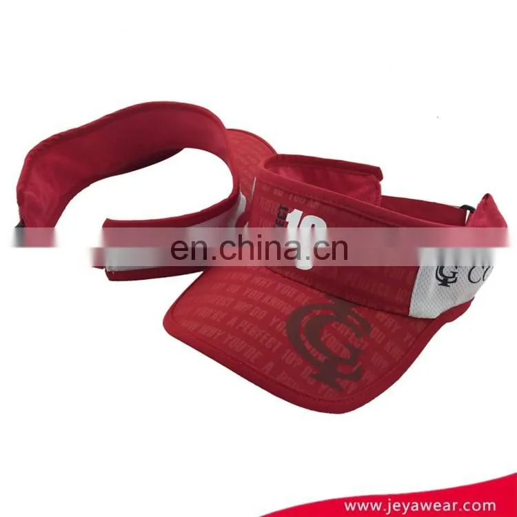 breathable polyester red visor cap promotion gift outdoor running sun visor