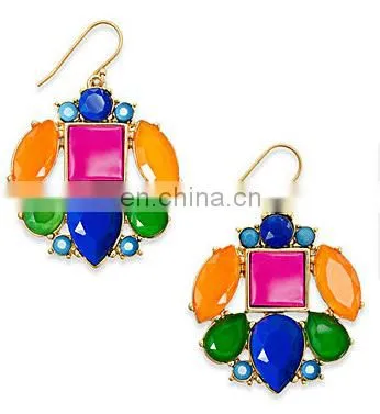 Bijuterias Atacado Cristal Brinco Fashion Emerald Clear Stone Earrings