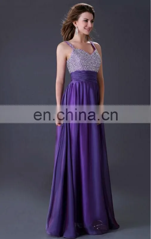 Grace Karin Sleeveless Long Chiffon Beaded Cheap Evening Dresses CL4104-3