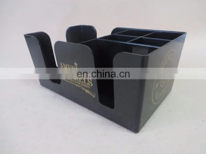 Custom rectangle ps plastic decorative bar napkin holder with handle