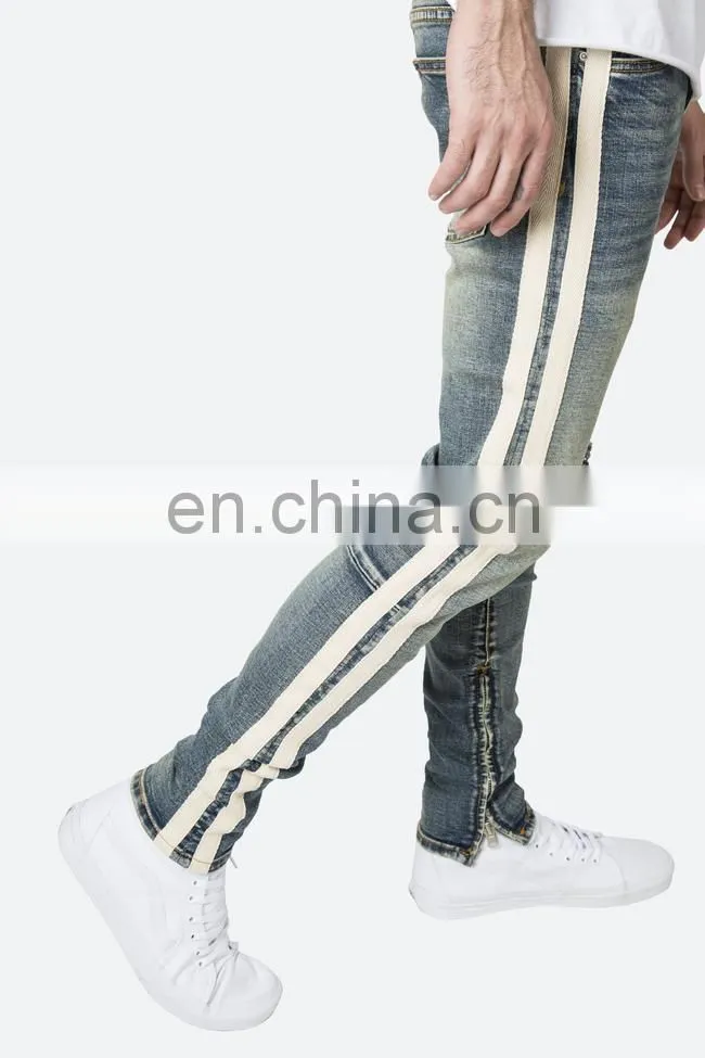 DiZNEW FABRICS CUSTOM WHITE SKINNY TRACK PANT JEANS FOR MEN