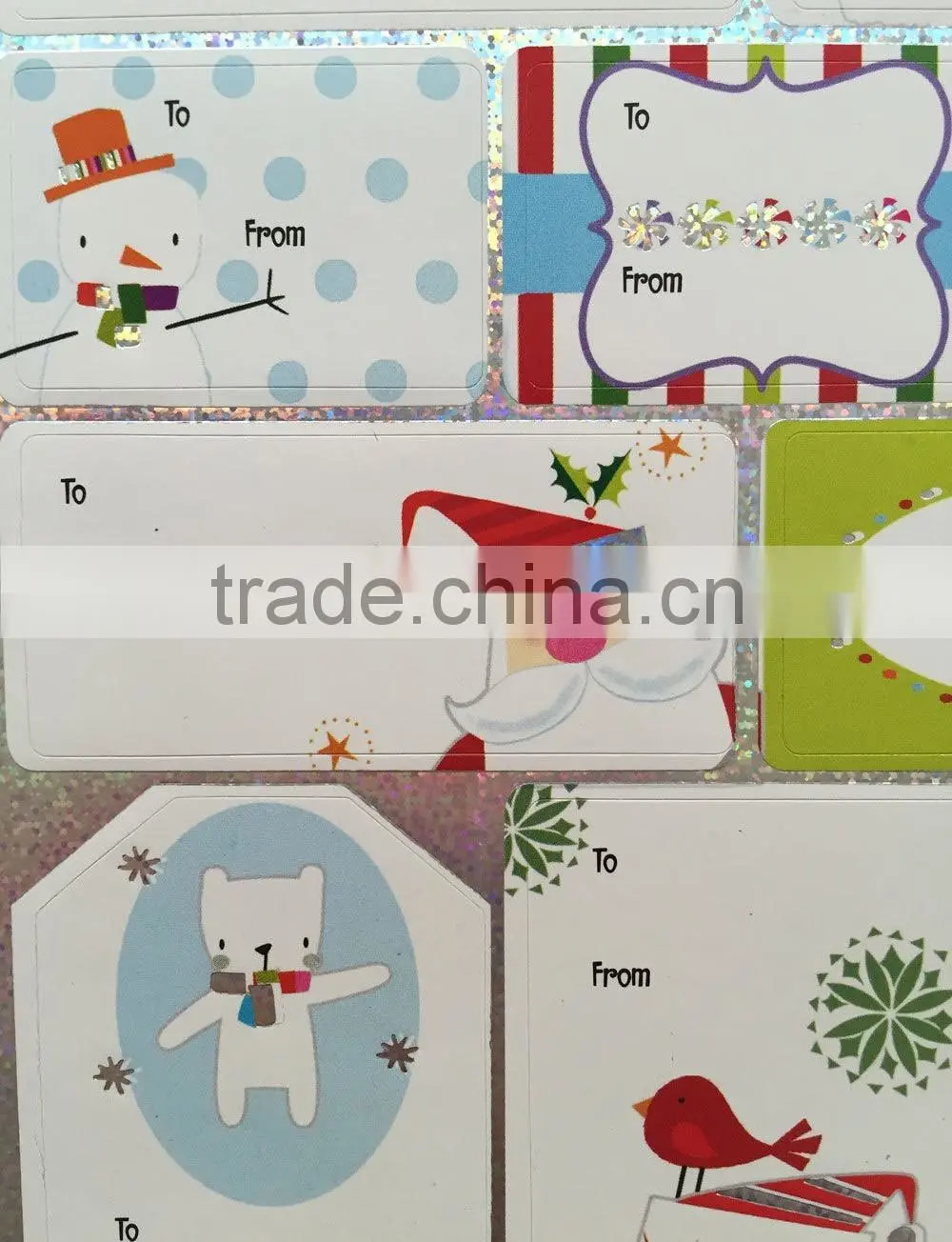 Holographic, Foil, Silver Stamp Xmas Gift Tag Labels Sticker Book