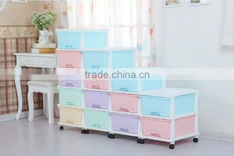 2016 hot selling new style colorful 3 tier detachable plastic storage drawer, locker, cabinet