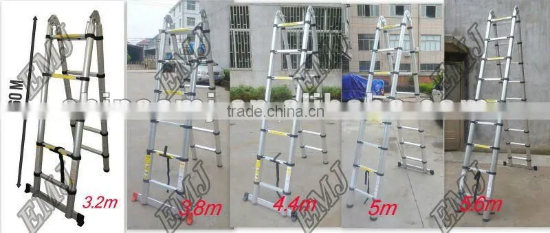 Industrial Aluminum Telescopic Ladder 5.6m=9+9=18 steps With SGS 2012 EN131