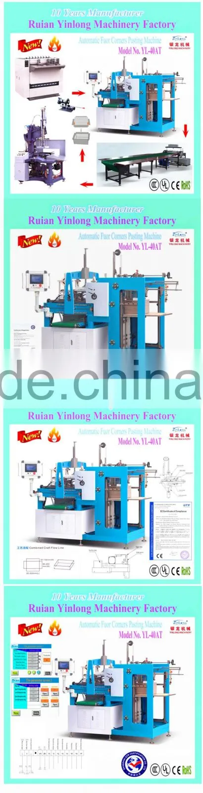 Automatic Four Corners Pasting Machine with CE & ISO YL-40AT,Pasting Machine,Paper Pasting Machine