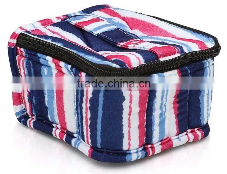 popular sell 30bottles canvas essential oil carry bag,printed rainbow design canvas essential oil carrying case for travel