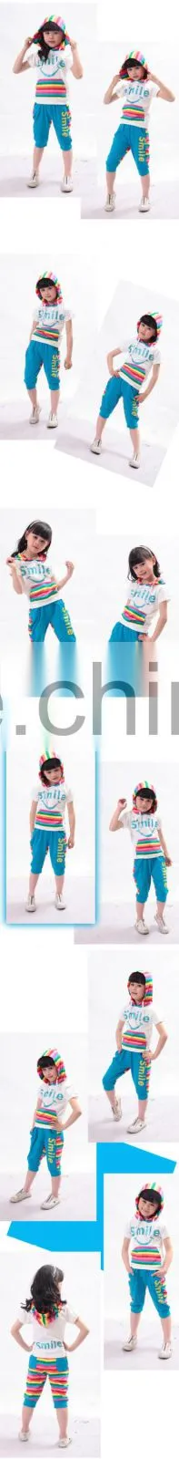 2015 Children Sports Wear Plain T-Shirt and Sport Pants / Wholesale Clothing Made in China Jiangxi