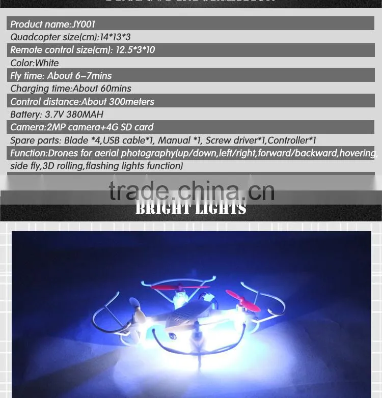 2015 new2.4G 4CH 6 axis 3D flip frame camera drone RC Quadcopter with 0.3MP camera JY001