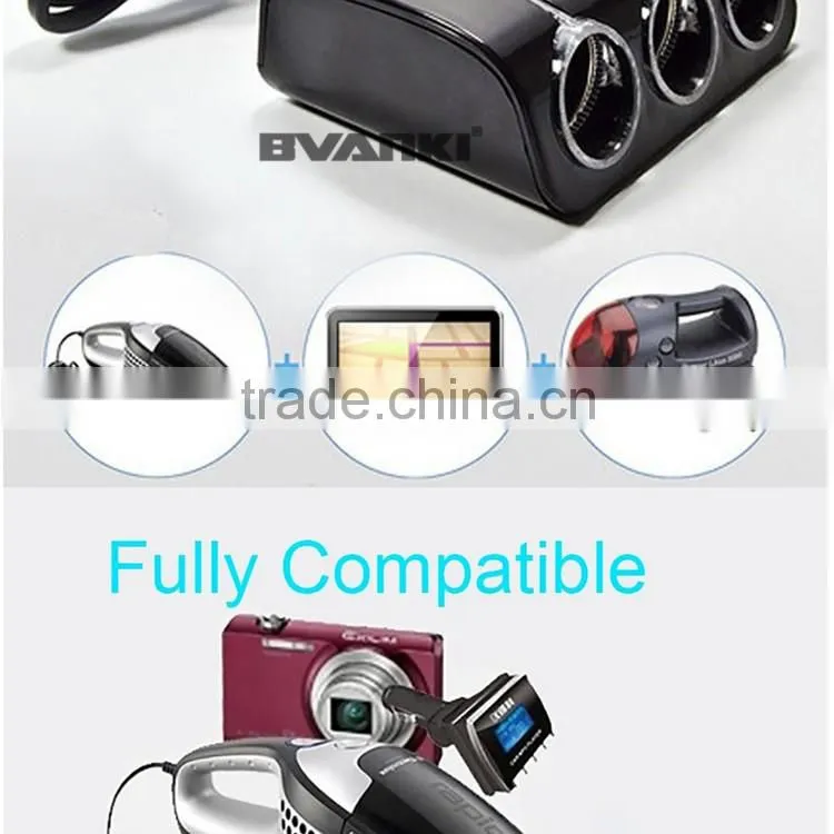 New Factory Price 3 Sockets Car Cigarette Lighter DC Power 12V 24V Car Cigarette for iPhone usb car charger with Dual USB Ports