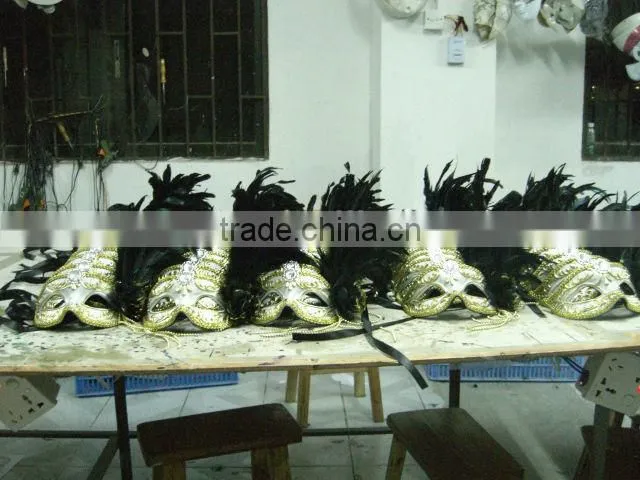 glitter powder /hand painting/new design/ornament golden /plastic/feater party mask