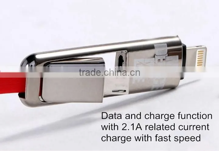 High quality USB 2.0 cable fast charging 2 in 1 usb cable data cable for Apple/Micro