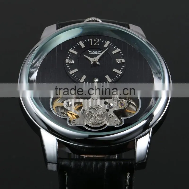 Men Watch Leather Fashion Brand Watches Feather Skeleton Dress Watches ZB005