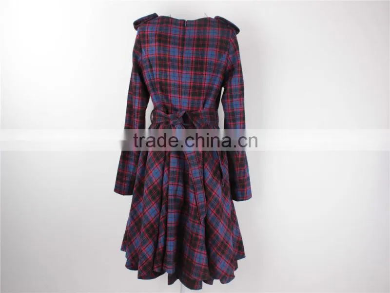 Lady's garment stock lot checked winter coat and dress