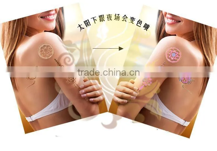 Fashion Colour Changing Metal Temporary Tattoo Sticker With Waterproof